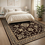 Ornate Gold Medallion Traditional Persian Rug