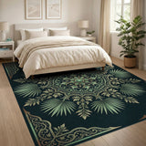Teal Palm Mandala Persian Area Rug