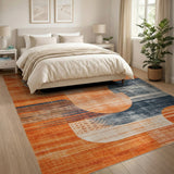 Orange Vibrant Orange Abstract Geometric Area Rug