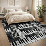 Geometric Modern Piano Keys Black White Geometric Area Rug