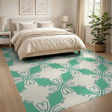 Teal Geometric Diamond Lattice Area Rug