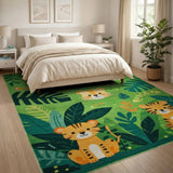 Cute Jungle Tigers Lion Panda Kids Rug