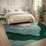 Serene Green Gradient Mountains Area Rug