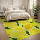 Yellow Sunny Lemon Slices Fruit Pattern Area Rug