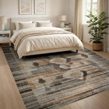 Distressed Brown Geometric Area Rug