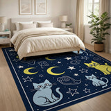 Starry Night Cosmic Cats Area Rug