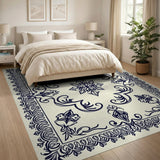 Ornate Navy Blue Persian Floral Area Rug