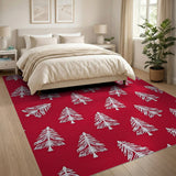 Festive Red Christmas Trees Area Rug