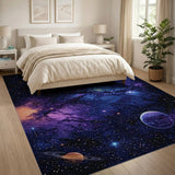 Washable Deep Space Galaxy Rug Low Pile Non-Slip Celestial Area Rug