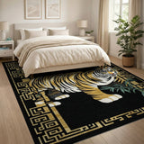 Black Gold Dual Tiger Oriental Area Rug