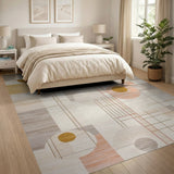 Abstract Geometric Modern Area Rug in Beige Tones