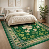 Green Floral Vintage Lucky Shamrock Green Area Rug