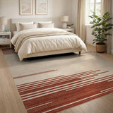 Bold Red Stripe Geometric Area Rug