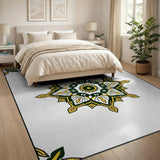 Ornate Green Gold Mandala Area Rug