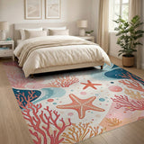 Whimsical Coral Reef Starfish Area Rug
