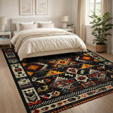 Multi-color and Patterns Bold Southwestern Geometric Area Rug Black Orange