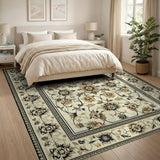 Traditional Persian Cream Persian Floral Medallion Area Rug