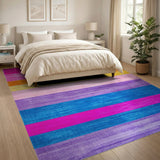 Geometric Modern Multi-color and Patterns Vibrant Multi-Color Horizontal Stripe Area Rug