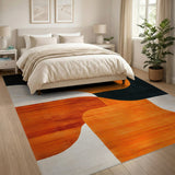 Bold Orange Circle Geometric Area Rug