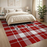 Red Buffalo Check Plaid Rug with Black Stars
