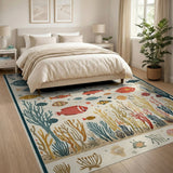 Vibrant Multi-Color Fish Coral Reef Area Rug