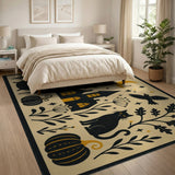 Vintage Black Cat Haunted House Area Rug