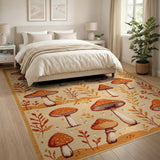 Brown and Tan Whimsical Mushroom Grove Area Rug
