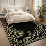 Ornate Gold Art Deco Border Area Rug