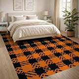 Rustic Farmhouse Orange Orange Black Buffalo Plaid Area Rug