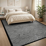 Black and White Black White Geometric Wave Area Rug