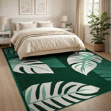 Green Monstera Leaf Geometric Area Rug