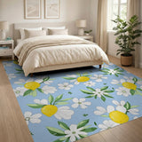 Lemon Blossom Blue Area Rug
