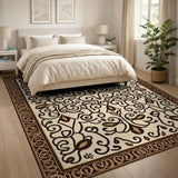 Ornate Cream Vine Floral Area Rug