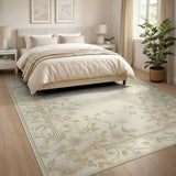 Elegant Beige Floral Border Area Rug