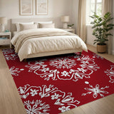 Floral Vintage Red Snowflake Mandala Area Rug