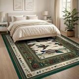 Green Mallard Duck Floral Vintage Area Rug