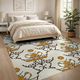 Vintage Gold Floral Damask Area Rug