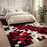 Red Pixelated Geometric Area Rug