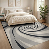 Hypnotic Spiral Black White Area Rug