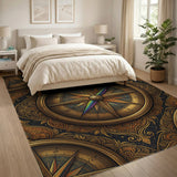 Antique Gold Compass Area Rug