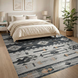 Grey Distressed Grey Southwestern Geometric Area Rug