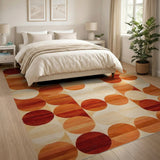 Bold Orange Geometric Circle Area Rug
