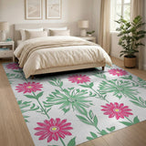 Pink Pink Gerbera Daisy Floral Area Rug