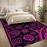 Vibrant Pink Floral Swirl Floral Vintage Area Rug