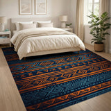 Tribal Geometric Blue Teal Area Rug