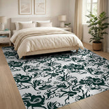 Intricate Green Floral Persian Motif Rug