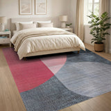 Pink Grey Abstract Geometric Area Rug