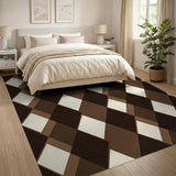 Geometric Modern Brown Tan Diamond Geometric Area Rug