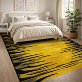 Bold Yellow Black Geometric Abstract Area Rug