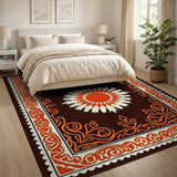 Orange Sunburst Medallion Area Rug